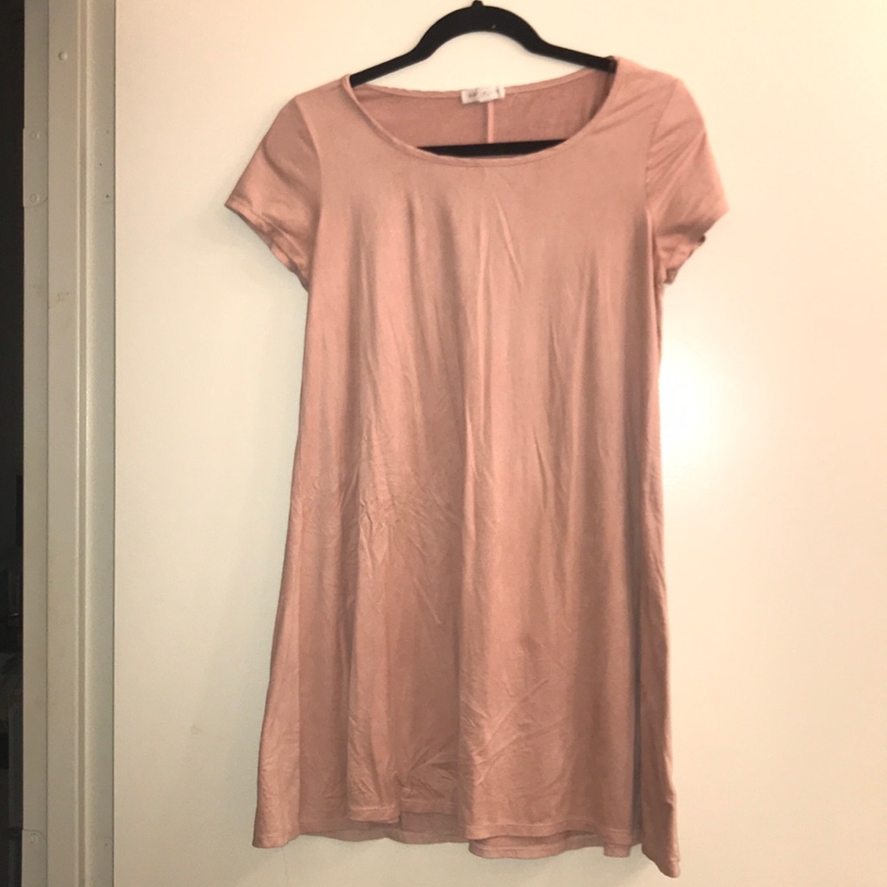 Pink suede mini dress